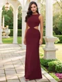 Sheath/Column Stretch Crepe Scoop Sleeveless Floor-Length Bridesmaid Dresses