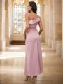 Sheath/Column Charmeuse Ruffles One-Shoulder Sleeveless Ankle-Length Bridesmaid Dresses