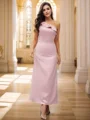 Sheath/Column Charmeuse Ruffles One-Shoulder Sleeveless Ankle-Length Bridesmaid Dresses