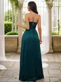 A-Line/Princess Silk Like Satin Ruched V-neck Sleeveless Floor-Length Bridesmaid Dresses