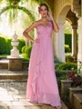 A-Line/Princess Chiffon Ruched One-Shoulder Sleeveless Floor-Length Bridesmaid Dresses