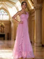A-Line/Princess Chiffon Ruched One-Shoulder Sleeveless Floor-Length Bridesmaid Dresses