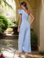 Sheath/Column Stretch Crepe Ruched One-Shoulder Sleeveless Ankle-Length Bridesmaid Dresses