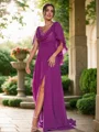 A-Line/Princess Chiffon Ruched V-neck Sleeveless Sweep Train Bridesmaid Dresses
