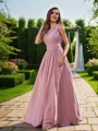 A-Line/Princess Chiffon Ruched One-Shoulder Sleeveless Floor-Length Bridesmaid Dresses