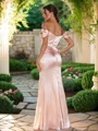 Sheath/Column Silk like Satin Ruched Off-the-Shoulder Sleeveless Floor-Length Bridesmaid Dresses