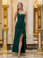 Sheath/Column Stretch Crepe Ruched One-Shoulder Sleeveless Floor-Length Bridesmaid Dresses