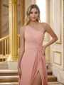 A-Line/Princess Chiffon Ruched One-Shoulder Sleeveless Floor-Length Bridesmaid Dresses