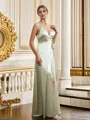 A-Line/Princess Silk like Satin V-neck Sleeveless Floor-Length Bridesmaid Dresses