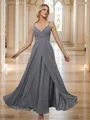 A-Line/Princess Chiffon Ruched V-neck Sleeveless Floor-Length Bridesmaid Dresses