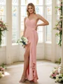 Sheath/Column Chiffon Ruched One-Shoulder Sleeveless Floor-Length Bridesmaid Dresses