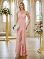 Sheath/Column Chiffon Ruched One-Shoulder Sleeveless Floor-Length Bridesmaid Dresses