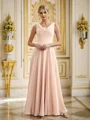 A-Line/Princess Chiffon Ruffles Scoop Sleeveless Floor-Length Bridesmaid Dresses