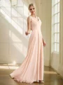 A-Line/Princess Chiffon Ruffles Scoop Sleeveless Floor-Length Bridesmaid Dresses