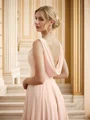 A-Line/Princess Chiffon Ruffles Scoop Sleeveless Floor-Length Bridesmaid Dresses