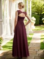 A-Line/Princess Chiffon Lace Scoop Sleeveless Floor-Length Bridesmaid Dresses