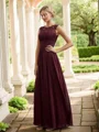 A-Line/Princess Chiffon Lace Scoop Sleeveless Floor-Length Bridesmaid Dresses
