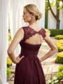 A-Line/Princess Chiffon Lace Scoop Sleeveless Floor-Length Bridesmaid Dresses