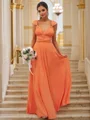 A-Line/Princess Jersey Ruched V-neck Sleeveless Floor-Length Bridesmaid Dresses