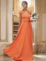 A-Line/Princess Jersey Ruched V-neck Sleeveless Floor-Length Bridesmaid Dresses