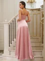 A-Line/Princess Silk like Satin Ruched V-neck Sleeveless Floor-Length Bridesmaid Dresses