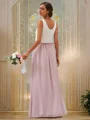 A-Line/Princess Chiffon Ruffles Scoop Sleeveless Floor-Length Bridesmaid Dresses Two Piece