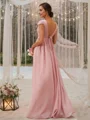 A-Line/Princess Chiffon Ruffles V-neck Sleeveless Sweep Train Bridesmaid Dresses