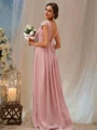 A-Line/Princess Chiffon Ruffles V-neck Sleeveless Sweep Train Bridesmaid Dresses