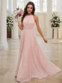 A-Line/Princess Chiffon Ruffles Halter Sleeveless Floor-Length Bridesmaid Dresses