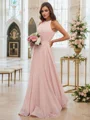 A-Line/Princess Chiffon Ruffles Halter Sleeveless Floor-Length Bridesmaid Dresses