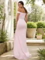 Sheath/Column Stretch Crepe Ruched Off-the-Shoulder Sleeveless Sweep Train Bridesmaid Dresses