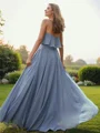 A-Line/Princess Chiffon Ruffles Spaghetti Straps Sleeveless Floor-Length Bridesmaid Dresses