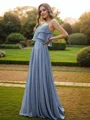 A-Line/Princess Chiffon Ruffles Spaghetti Straps Sleeveless Floor-Length Bridesmaid Dresses
