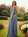 A-Line/Princess Chiffon Ruffles Spaghetti Straps Sleeveless Floor-Length Bridesmaid Dresses