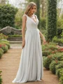 A-Line/Princess Chiffon Ruffles V-neck Sleeveless Floor-Length Bridesmaid Dresses