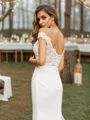 A-Line/Princess Charmeuse Lace Off-the-Shoulder Sleeveless Sweep Train Bridesmaid Dresses
