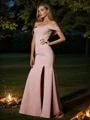 Sheath/Column Stretch Crepe Ruffles Off-the-Shoulder Sleeveless Sweep Train Bridesmaid Dresses