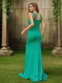 Sheath/Column Jersey Ruffles Straps Sleeveless Sweep Train Bridesmaid Dresses