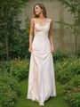 Sheath/Column Charmeuse Ruched Spaghetti Straps Sleeveless Sweep Train Bridesmaid Dresses