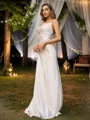 Sheath/Column Charmeuse Ruched Spaghetti Straps Sleeveless Sweep Train Bridesmaid Dresses
