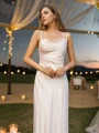 Sheath/Column Charmeuse Ruched Spaghetti Straps Sleeveless Sweep Train Bridesmaid Dresses