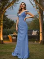 Sheath/Column Chiffon Ruched V-neck Sleeveless Floor-Length Bridesmaid Dresses