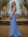 Sheath/Column Chiffon Ruched V-neck Sleeveless Floor-Length Bridesmaid Dresses