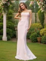 Sheath/Column Stretch Crepe Ruched Strapless Sleeveless Sweep Train Bridesmaid Dresses