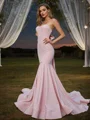 Trumpet/Mermaid Stretch Crepe Bowknot Sweetheart Sleeveless Sweep Train Bridesmaid Dresses