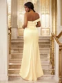Sheath/Column Silk Like Satin Ruched One-Shoulder Sleeveless Sweep Train Bridesmaid Dresses