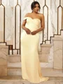 Sheath/Column Silk Like Satin Ruched One-Shoulder Sleeveless Sweep Train Bridesmaid Dresses