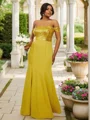 Sheath/Column Stretch Crepe Sequin Off-the-Shoulder Sleeveless Floor-Length Bridesmaid Dresses