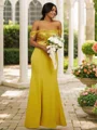 Sheath/Column Stretch Crepe Sequin Off-the-Shoulder Sleeveless Floor-Length Bridesmaid Dresses