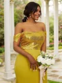 Sheath/Column Stretch Crepe Sequin Off-the-Shoulder Sleeveless Floor-Length Bridesmaid Dresses